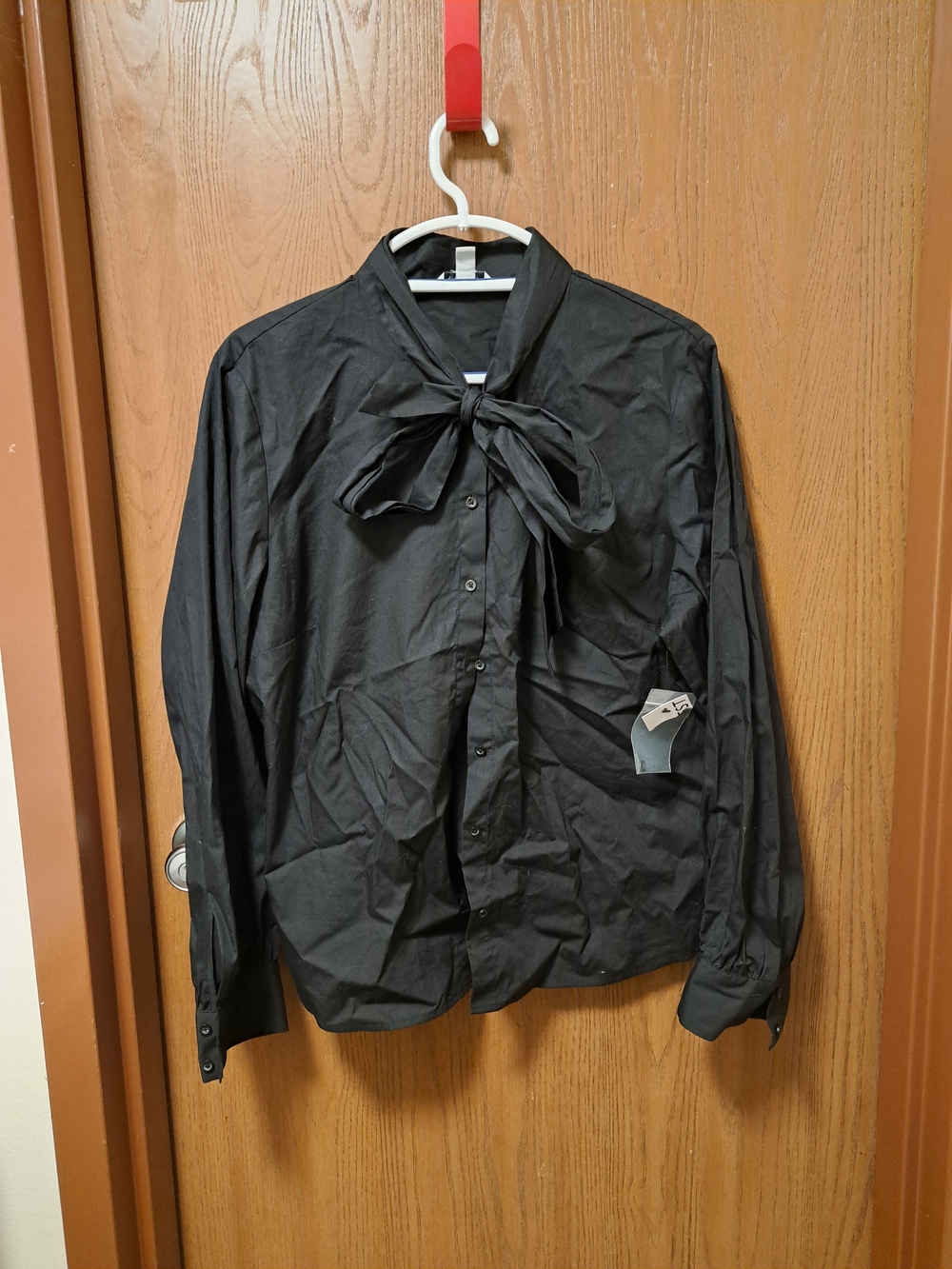Nine West Black Bow-Tie Button-Up Blouse